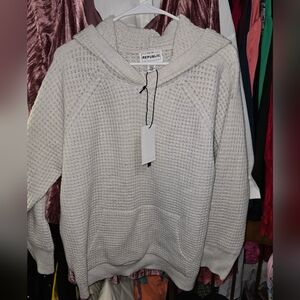 NWT FOR THE REPUBLIC 1X HOODED PULLOVER SWEATER